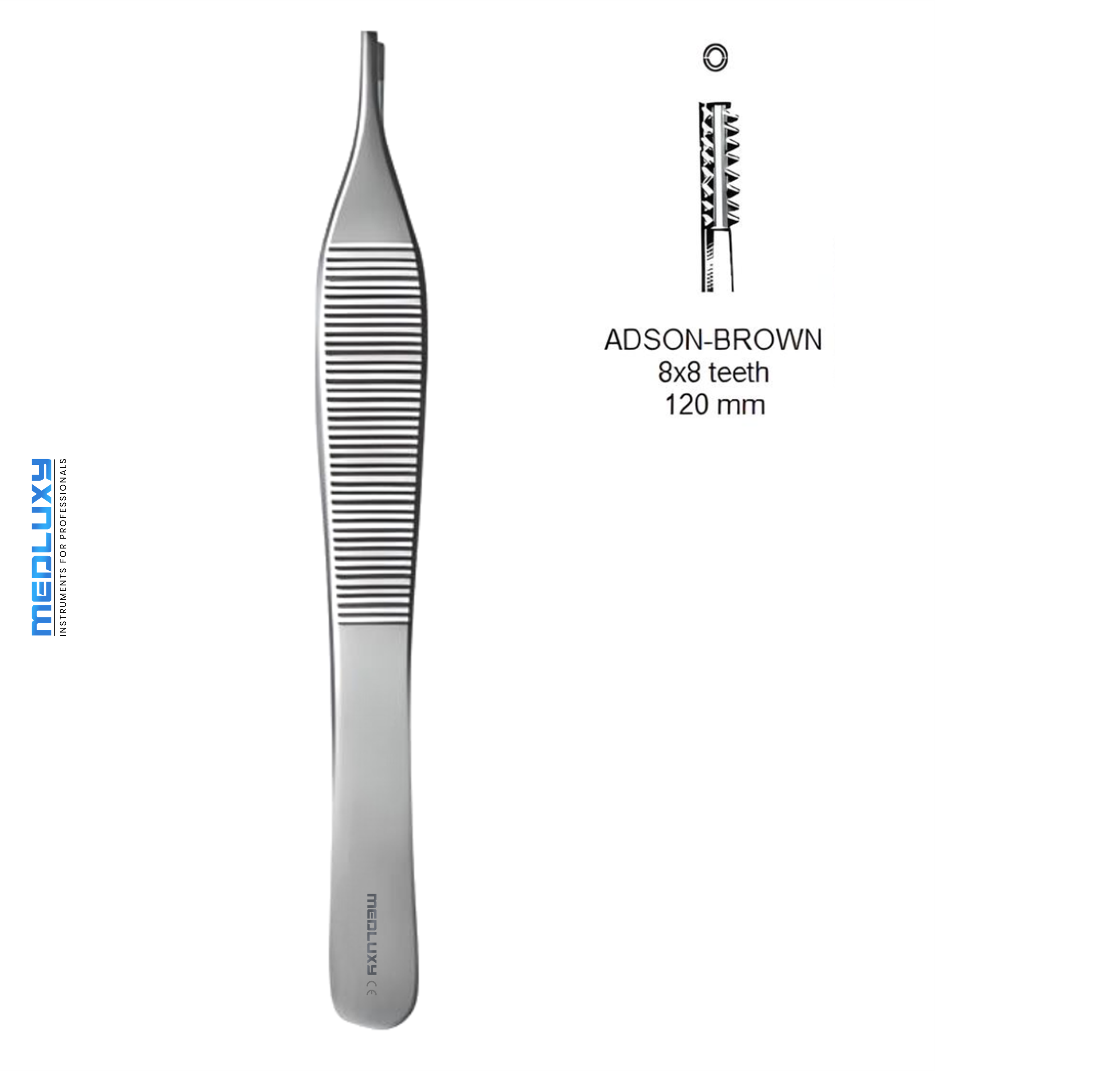 Medluxy - Pincet Adson Brown - 8x8 Tanden - 12 cm - EHBO Verpleegkunde Hechtpincet Chirurgische Pincet Weefsel Pincet Tissue Forcep Pince Burcelles